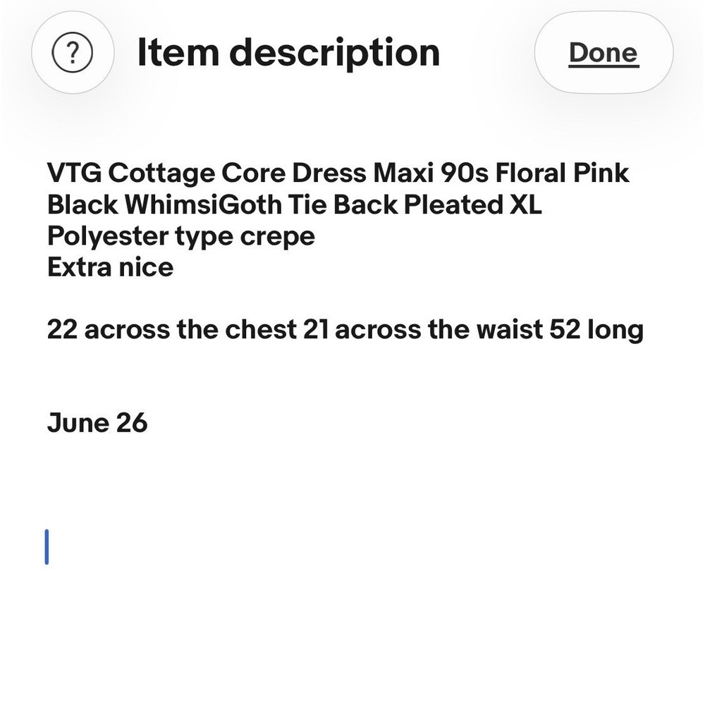 VTG Cottage Core Dress Maxi 90s Floral Pink Black WhimsiGoth Tie Back Pleated XL - Picture 6 of 6